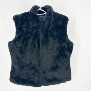 Cejon Accessories Inc. Black Faux Fur Vest Size L western cabin Colorado chic